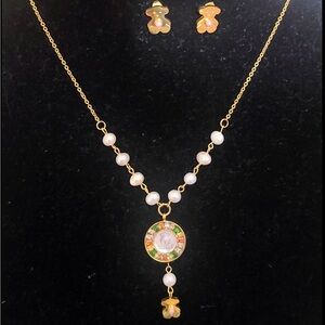 New Tous Gold stainless steel with pearls Necklace Elegant Jewelry
